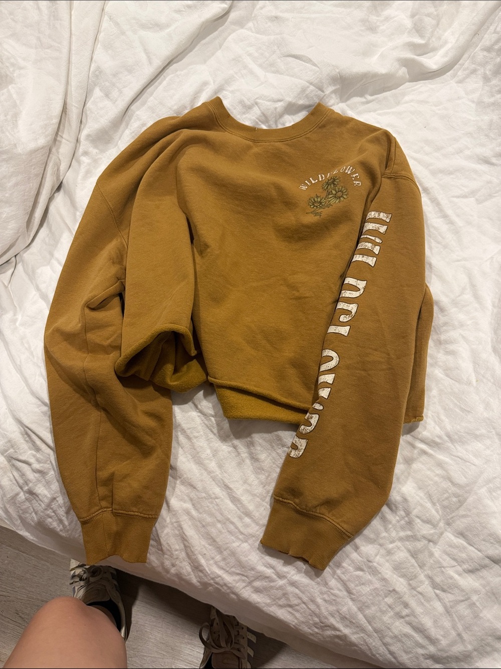 Cleobella Mustard Cropped Crewneck Sweatshirt